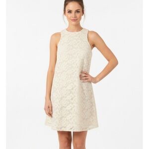 JOA Lined Cocktail Embroidered Overlay Dress, Women’s M, Ivory